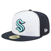 Seattle Kraken New Era Repeat Two-Tone 59FIFTY Fitted Hat - White/Deep Sea Blue Hats