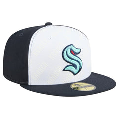 Seattle Kraken New Era Repeat Two-Tone 59FIFTY Fitted Hat - White/Deep Sea Blue Hats
