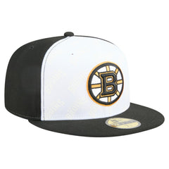 Boston Bruins New Era Repeat Two-Tone 59FIFTY Fitted Hat - White/Black Hats