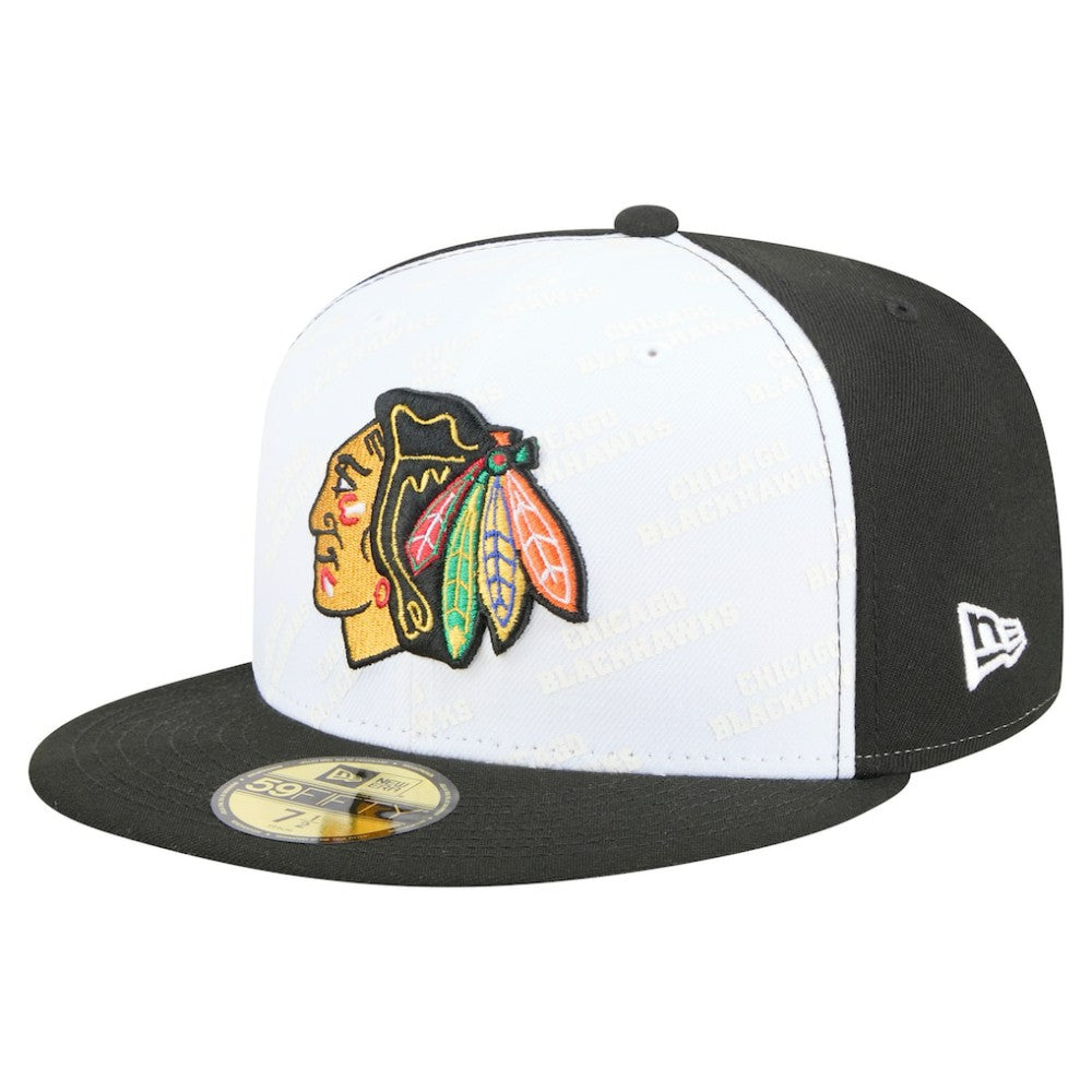 Chicago Blackhawks New Era Repeat Two-Tone 59FIFTY Fitted Hat - White/Black Hats