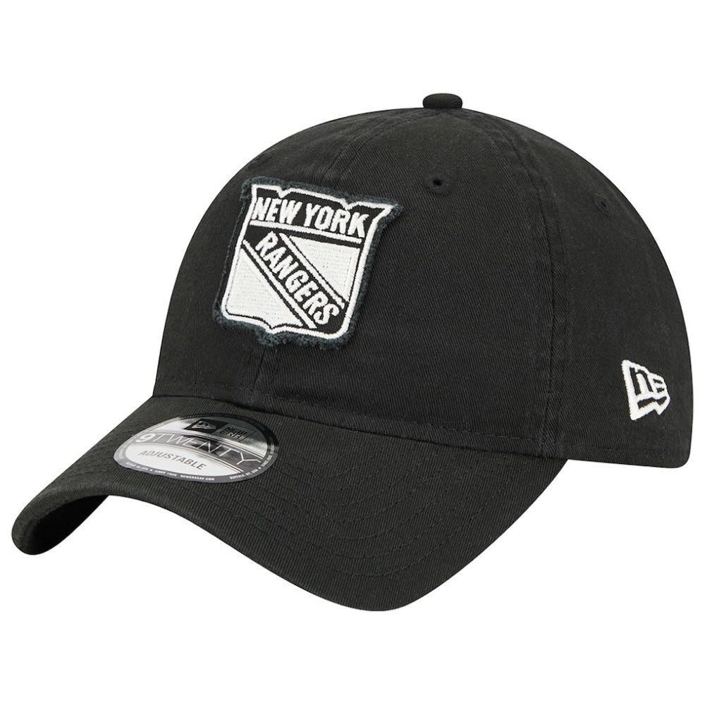 New York Rangers New Era Stamp Fabric Applique 9TWENTY Adjustable Hat - Black Hats