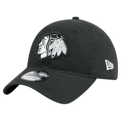 Chicago Blackhawks New Era Stamp Fabric Applique 9TWENTY Adjustable Hat - Black Hats