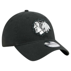 Chicago Blackhawks New Era Stamp Fabric Applique 9TWENTY Adjustable Hat - Black Hats