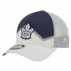 Toronto Maple Leafs New Era Hockey Sock 9FORTY A-Frame M-Crown Adjustable Trucker Hat - White/Blue Hats