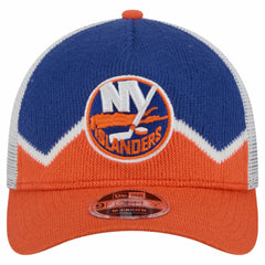 New York Islanders New Era Hockey Sock 9FORTY A-Frame M-Crown Adjustable Trucker Hat - Orange/Royal Hats