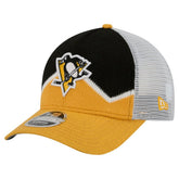 Pittsburgh Penguins New Era Hockey Sock 9FORTY A-Frame M-Crown Adjustable Trucker Hat - Gold/Black Hats