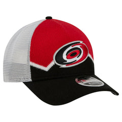Carolina Hurricanes New Era Hockey Sock 9FORTY A-Frame M-Crown Adjustable Trucker Hat - Black/Red Hats