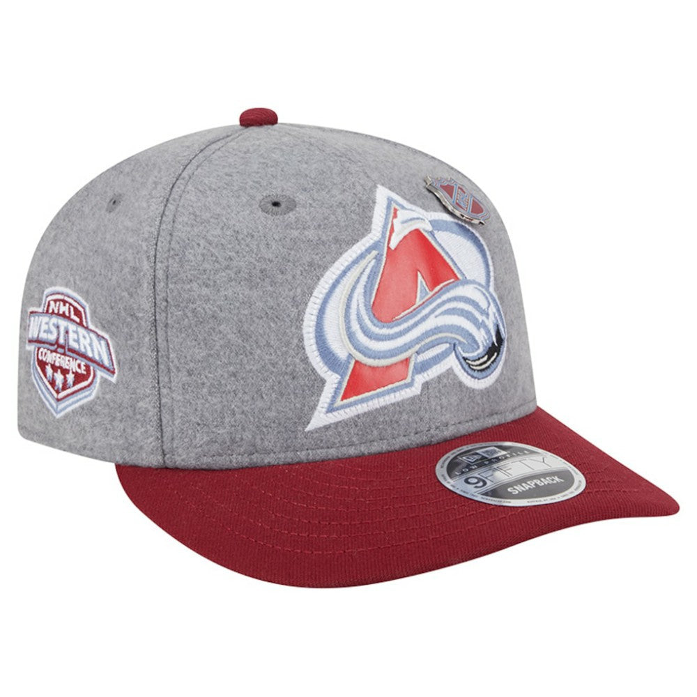 Colorado Avalanche New Era Wool Pin Low Profile 9FIFTY Snapback Hat - Gray/Burgundy Hats
