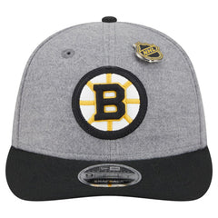 Boston Bruins New Era Wool Pin Low Profile 9FIFTY Snapback Hat - Gray/Black Hats