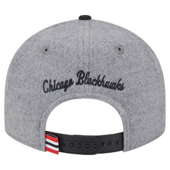 Chicago Blackhawks New Era Wool Pin Low Profile 9FIFTY Snapback Hat - Gray/Black Hats