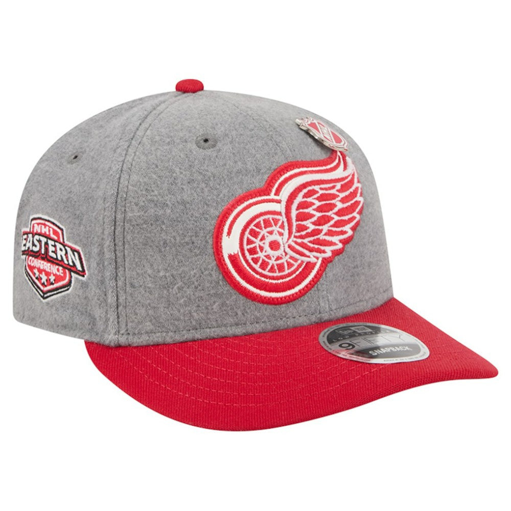 Detroit Red Wings New Era Wool Pin Low Profile 9FIFTY Snapback Hat - Gray/Red Hats