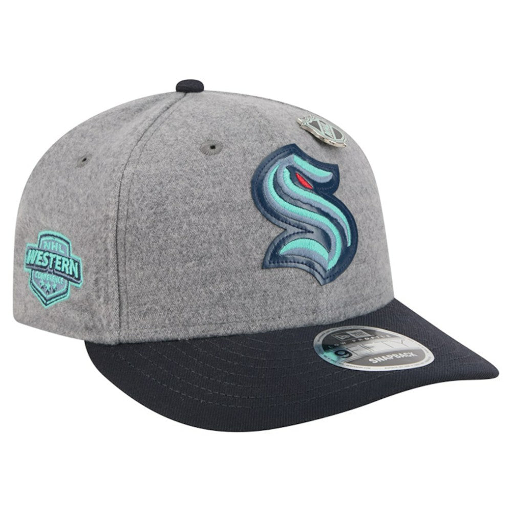 Seattle Kraken New Era Wool Pin Low Profile 9FIFTY Snapback Hat - Gray/Deep Sea Blue Hats