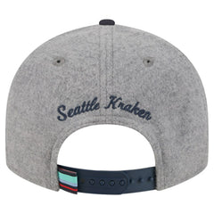 Seattle Kraken New Era Wool Pin Low Profile 9FIFTY Snapback Hat - Gray/Deep Sea Blue Hats