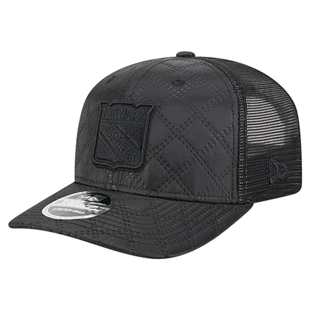 New York Rangers New Era Quilted Nylon 9SEVENTY Adjustable Trucker Hat - Black Hats