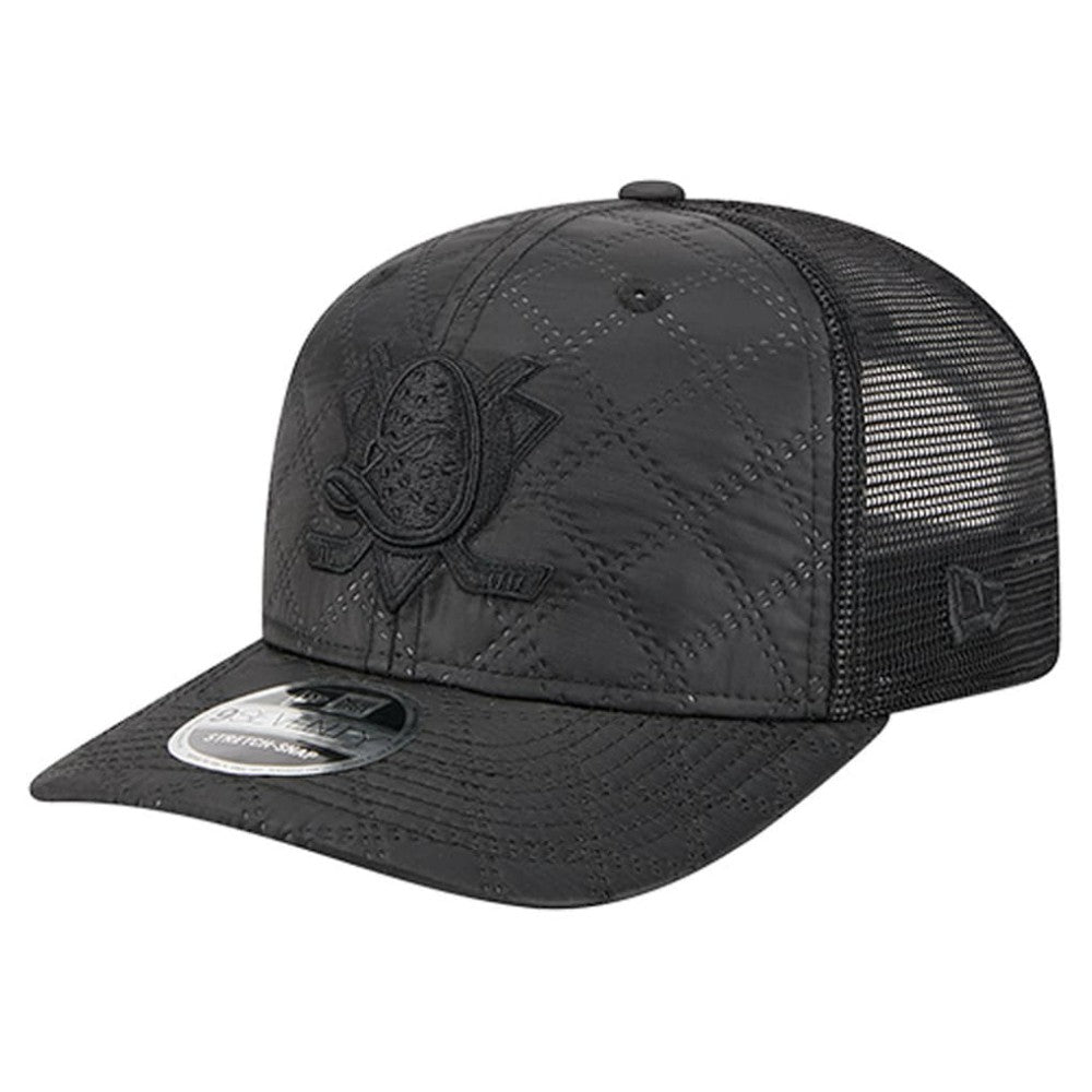 Anaheim Ducks New Era Quilted Nylon 9SEVENTY Adjustable Trucker Hat - Black Hats