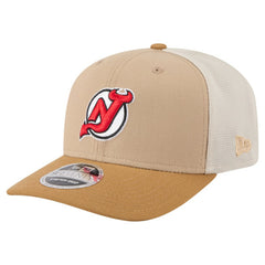 New Jersey Devils New Era Two-Tone Trucker 9SEVENTY Stretch Snap Adjustable Hat - Tan/Light Brown Jerseys