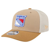 New York Rangers New Era Two-Tone Trucker 9SEVENTY Stretch Snap Adjustable Hat - Tan/Light Brown Hats