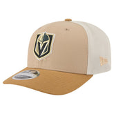 Vegas Golden Knights New Era Two-Tone Trucker 9SEVENTY Stretch Snap Adjustable Hat - Tan/Light Brown Hats