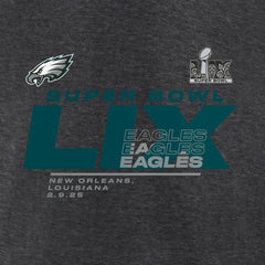 Philadelphia Eagles Women's Super Bowl LIX Quick Pass Long Sleeve V-Neck T-Shirt - Heather Charcoal outlet