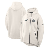 Philadelphia Eagles Women's Super Bowl LIX Opening Night Tech Fleece Full-Zip Hoodie - Cream cheap
