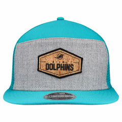 Miami Dolphins New Era Cork Split Panel 9FIFTY Trucker Snapback Hat - Gray/Aqua on sale