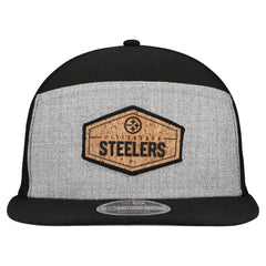 Pittsburgh Steelers New Era Cork Split Panel 9FIFTY Trucker Snapback Hat - Gray/Black discount