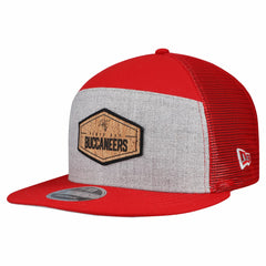 Tampa Bay Buccaneers New Era Cork Split Panel 9FIFTY Trucker Snapback Hat - Gray/Red discount