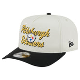 Pittsburgh Steelers New Era Chainstitch A-Frame 9FIFTY Adjustable Hat - Cream/Black sale
