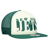 New York Jets New Era Cutout A-Frame 9FIFTY Snapback Hat - Cream/Green on sale