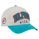 Miami Dolphins New Era Throwback Two-Tone Sided Corduroy 9FORTY A-Frame Adjustable Hat - Cream/Aqua outlet