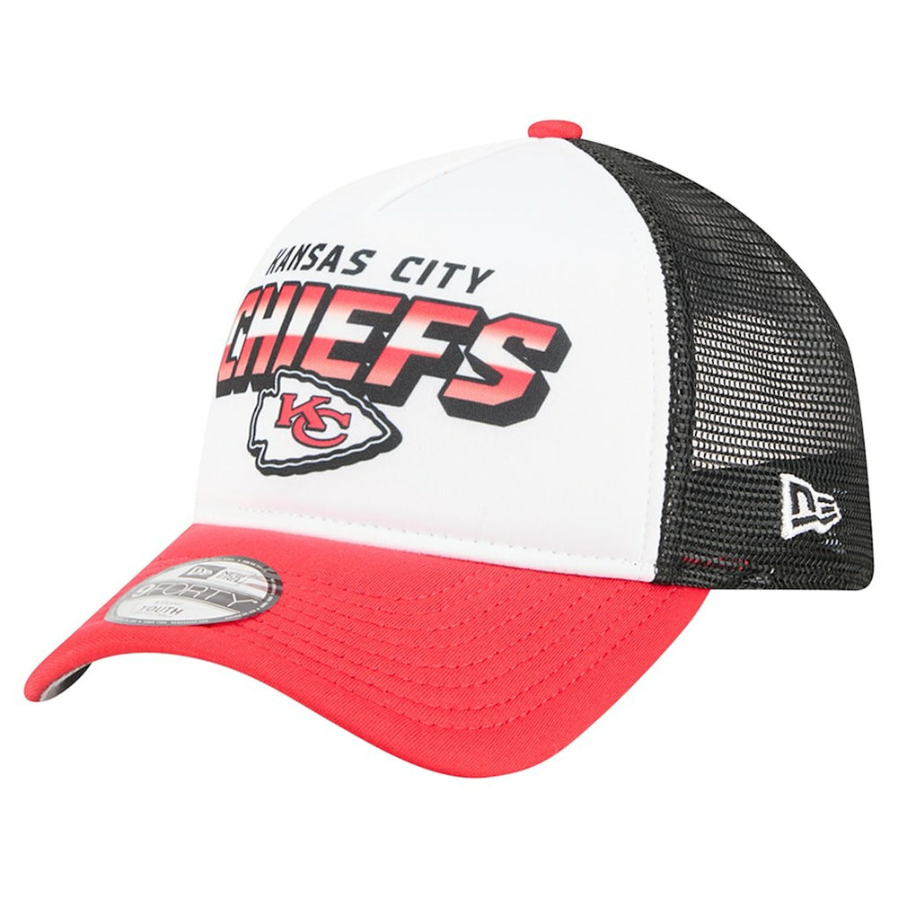 Kansas City Chiefs New Era Youth Streak 9FORTY A-Frame Adjustable Hat - White/Red on sale