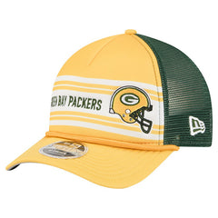 Green Bay Packers New Era Linear A-Frame 9FORTY Adjustable Hat - Gold discount