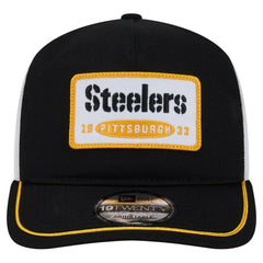 Pittsburgh Steelers New Era Patch 19TWENTY Adjustable Hat - Black/White on sale