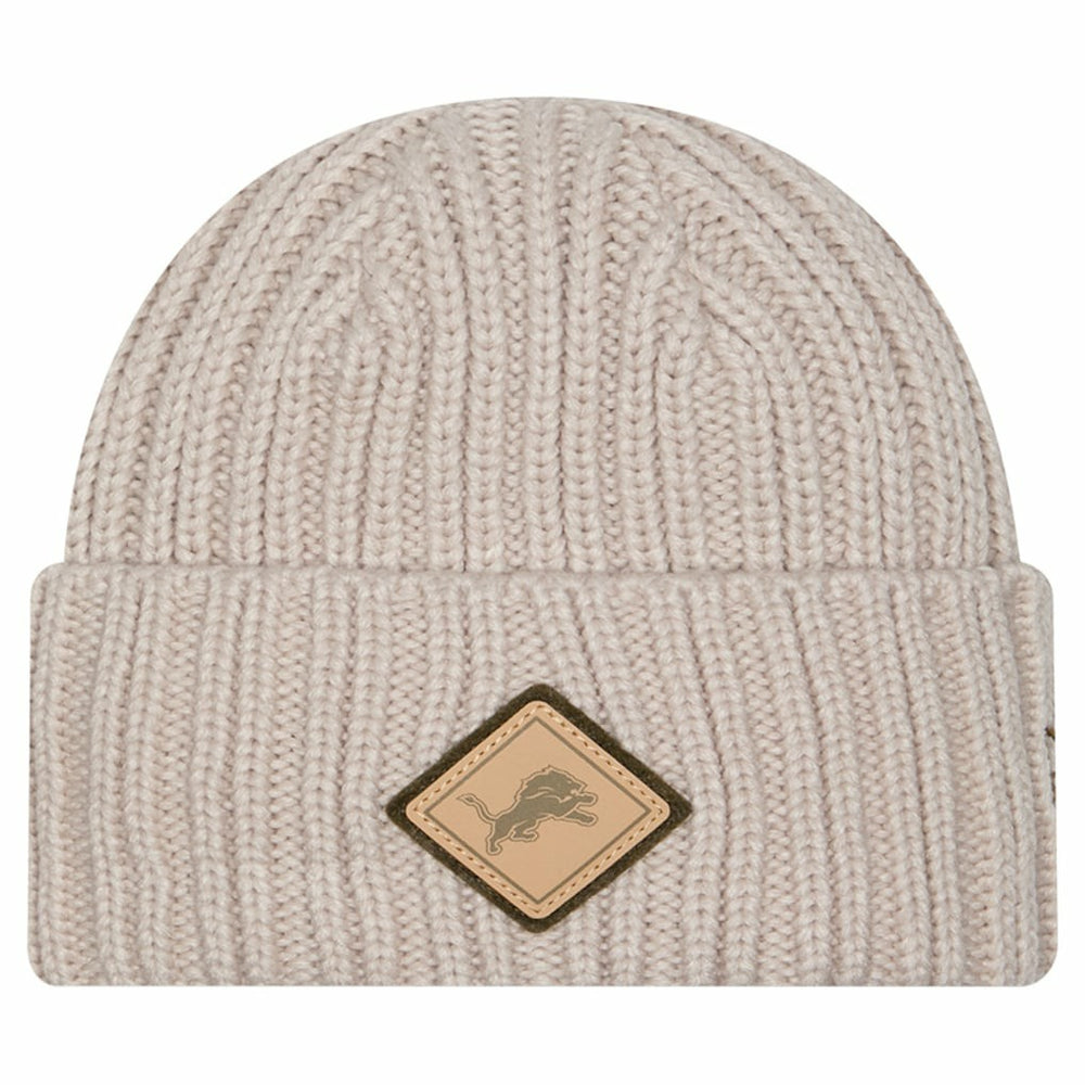 Detroit Lions New Era Logo Applique Cuffed Knit Hat - Light Beige sale