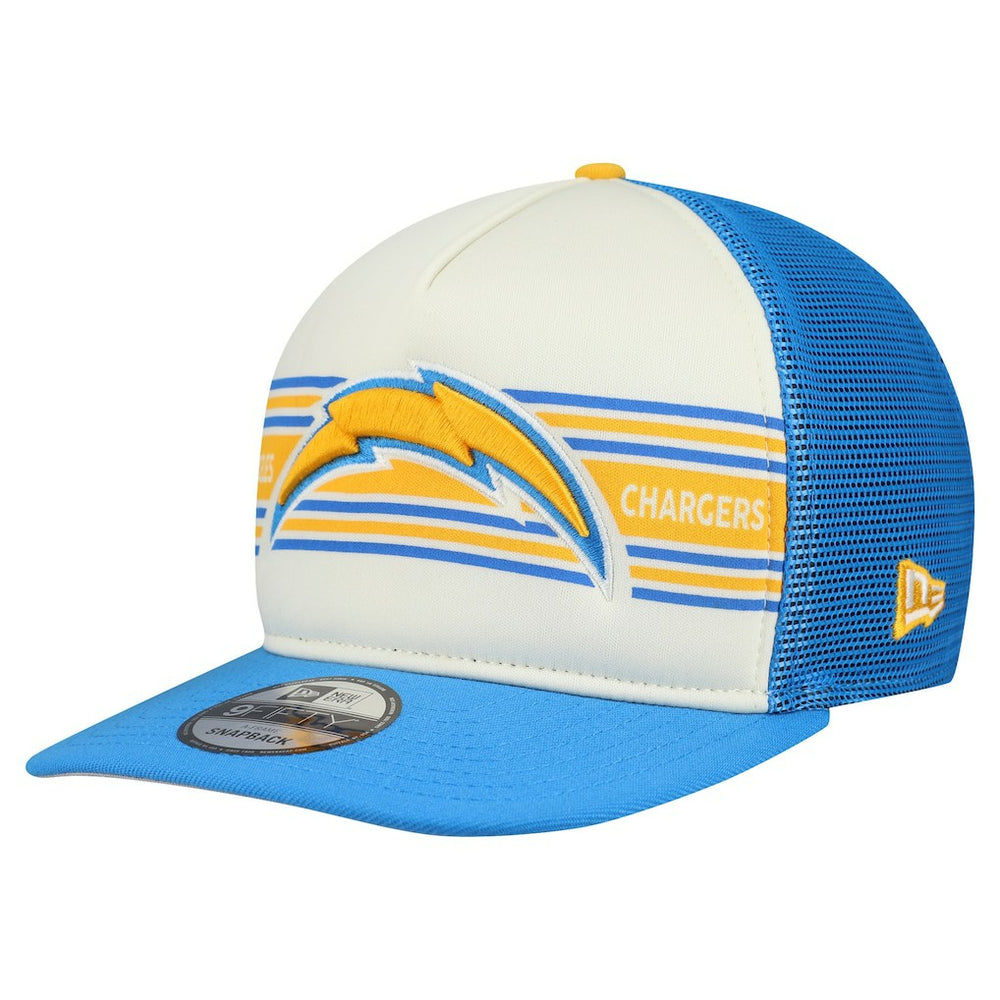 Los Angeles Chargers New Era Banner A-Frame 9FIFTY Snapback Hat - Cream/Powder Blue discount