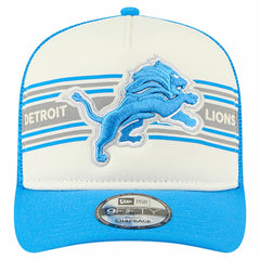 Detroit Lions New Era Banner A-Frame 9FIFTY Trucker Snapback Hat - Cream/Blue online