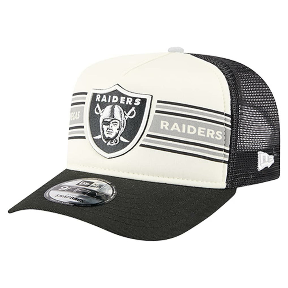 Las Vegas Raiders New Era Youth Banner 9FIFTY A-Frame Adjustable Trucker Hat - Cream/Black online