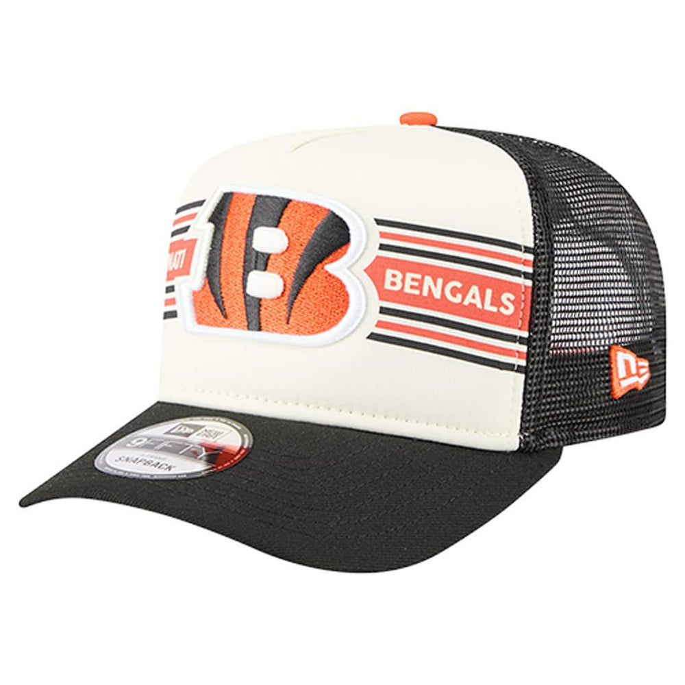 Cincinnati Bengals New Era Youth Banner 9FIFTY A-Frame Adjustable Trucker Hat - Cream/Black cheap