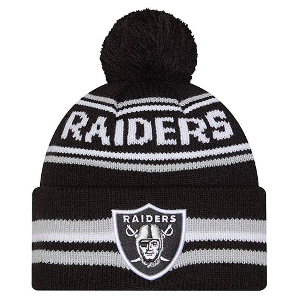 Las Vegas Raiders New Era Youth Classic Cuffed Knit Hat with Pom - Black discount
