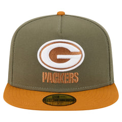 Green Bay Packers New Era Color Pack A-Frame 59FIFTY Fitted Hat - Olive/Brown sale