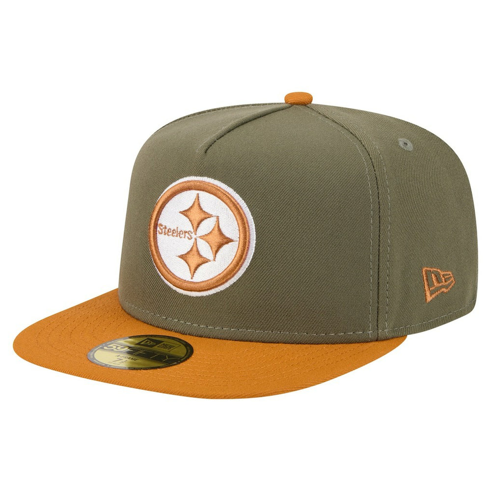 Pittsburgh Steelers New Era Color Pack A-Frame 59FIFTY Fitted Hat - Olive/Brown on sale