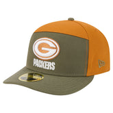 Green Bay Packers New Era Two-Tone Color Pack Split Panel 59FIFTY Fitted Hat - Olive/Brown for sale