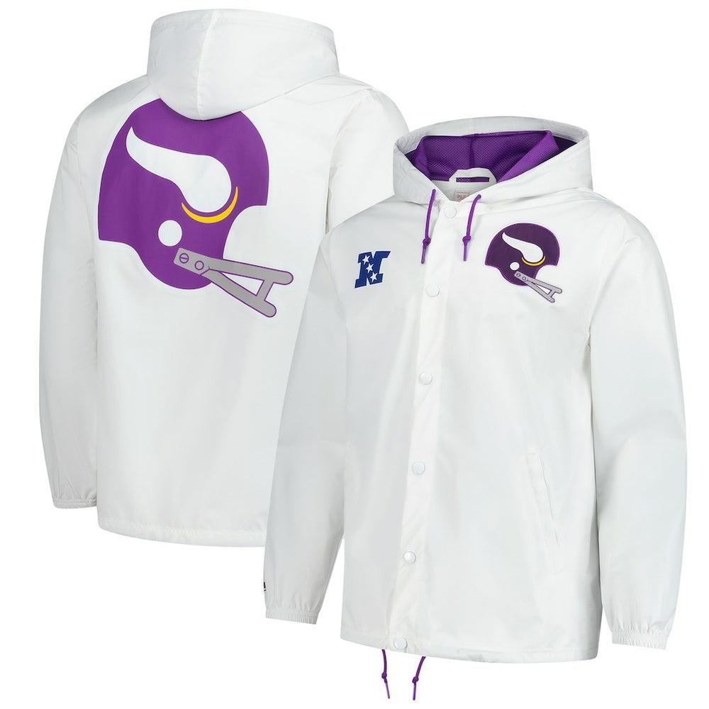 Minnesota Vikings Vintage Logo Coaches Full-Snap Hoodie Jacket - White cheap