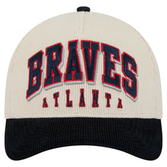 Atlanta Braves Sided Corduroy 9FORTY A-Frame Adjustable Hat Cream/Navy