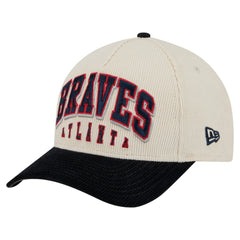 Atlanta Braves Sided Corduroy 9FORTY A-Frame Adjustable Hat Cream/Navy