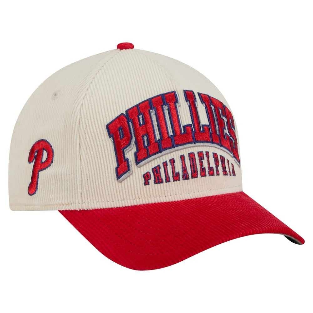 Philadelphia Phillies Sided Corduroy 9FORTY A-Frame Adjustable Hat Cream/Red
