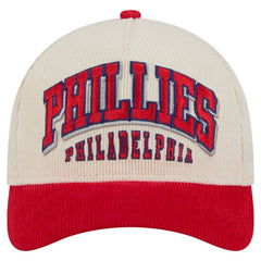 Philadelphia Phillies Sided Corduroy 9FORTY A-Frame Adjustable Hat Cream/Red