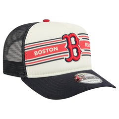 Boston Red Sox Banner A-Frame 9FIFTY Trucker Snapback Hat Cream/Navy