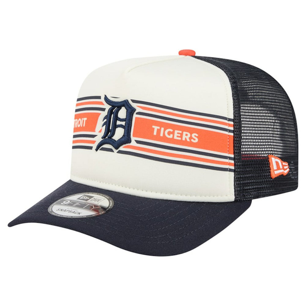 Detroit Tigers Banner A-Frame 9FIFTY Trucker Snapback Hat Cream/Navy