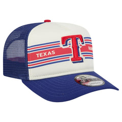 Texas Rangers Banner A-Frame 9FIFTY Trucker Snapback Hat Cream/Royal